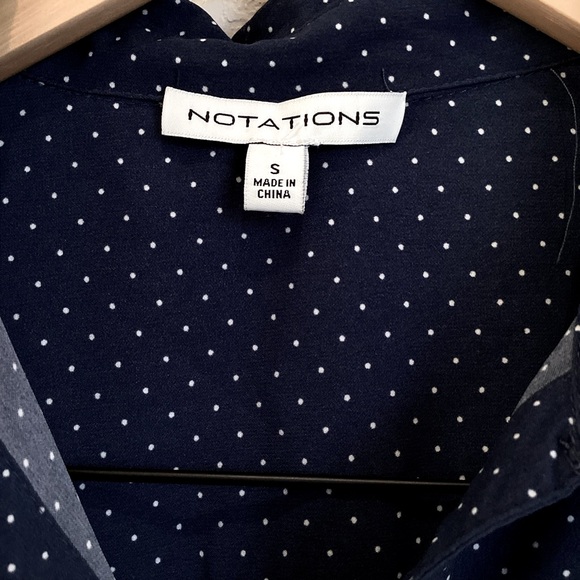 3/$10 Women’s Notations Long-Sleeve Collared Button-Up Shirt Blouse Polka Dot - Picture 7 of 7